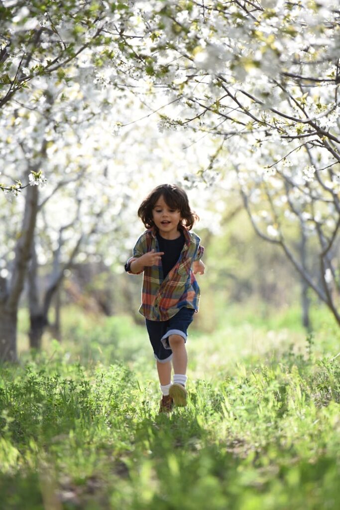 Boy Running during Sunset